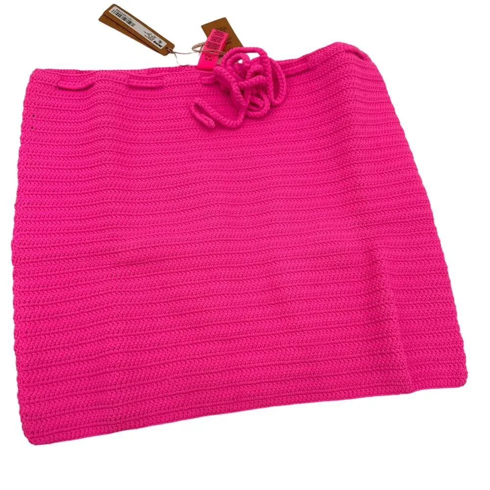 Skims Taffy Hot Pink Chrochet Swim Mini Skirt Cover Up New with tags Size 2X